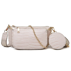 Chic PU Leather Clutch: Three - Piece Crossbody Bag Set Grey