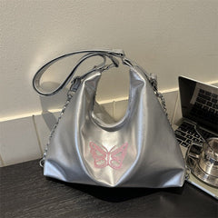 Chic Soft Leather Women's Large Capacity Shoulder Bucket Bag Black