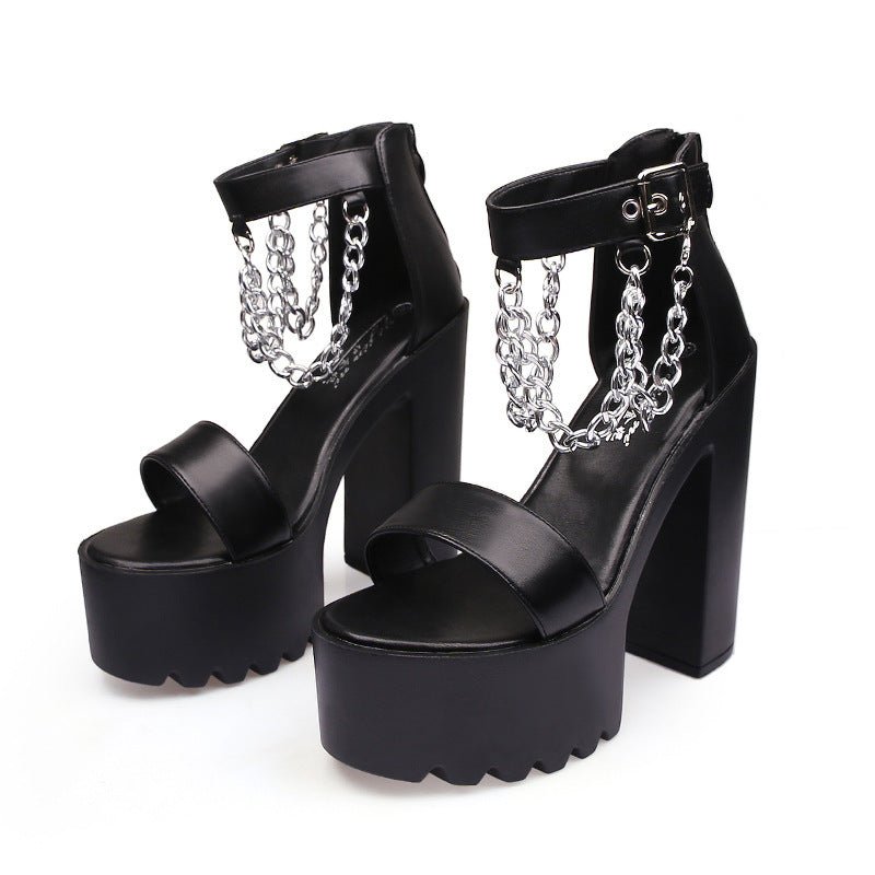 Chunky Heel Waterproof Platform Pole Dance High Heels Black