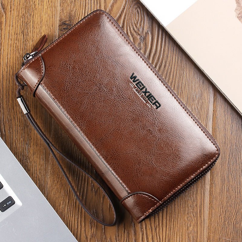 Classic Men's Leather Clutch Purse Brown