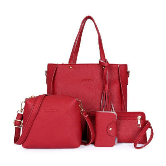 Clutch and Shoulder Bag Set – Pack of 4 Stylish Bags Red