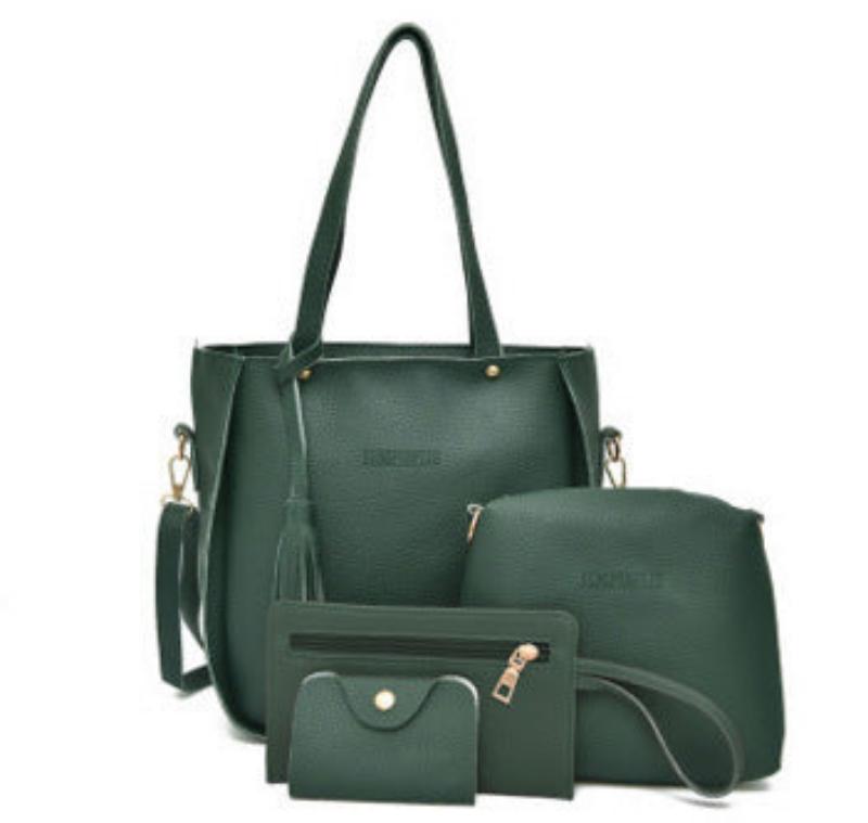 Clutch and Shoulder Bag Set – Pack of 4 Stylish Bags Dark grey