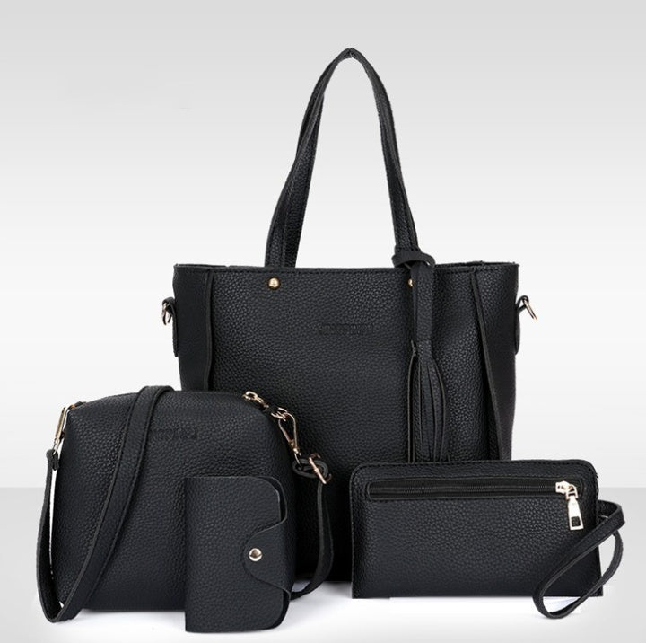 Clutch and Shoulder Bag Set – Pack of 4 Stylish Bags Black