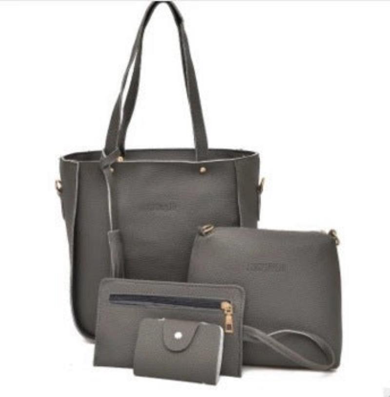 Clutch and Shoulder Bag Set – Pack of 4 Stylish Bags Dark grey