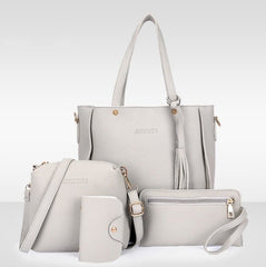 Clutch and Shoulder Bag Set – Pack of 4 Stylish Bags Light grey