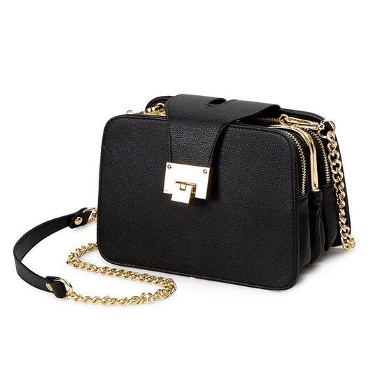 Clutch Bag with Metal Buckle Black