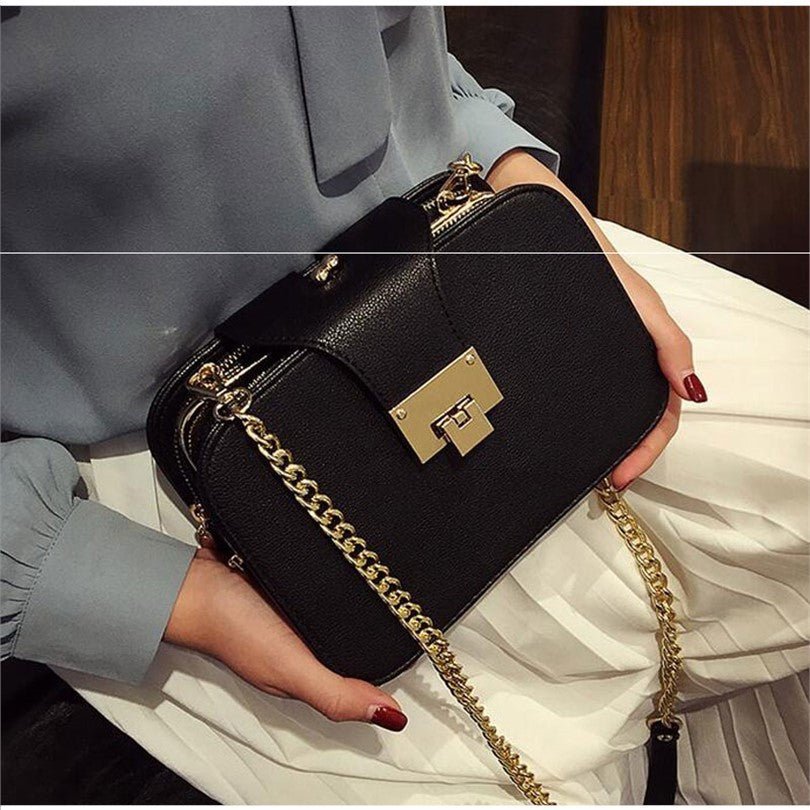 Clutch Bag with Metal Buckle Black
