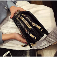Clutch Bag with Metal Buckle Black