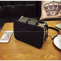 Clutch Bag with Metal Buckle Black
