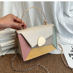 Clutch Contrast Color Leather Crossbody Bag White