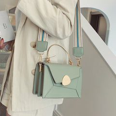 Clutch Contrast Color Leather Crossbody Bag Green