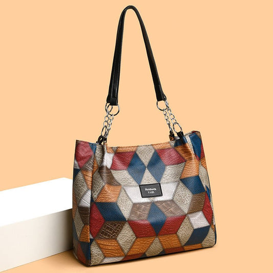 Clutch Retro Geometric Pattern Shoulder Bag – Large Capacity Black