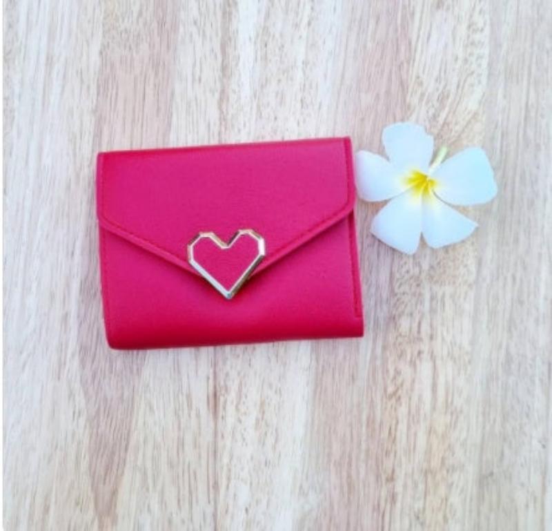 Clutch Tri - Fold Wallet with Card Holder Rose Red