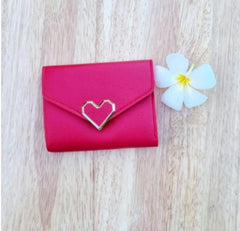 Clutch Tri - Fold Wallet with Card Holder Rose Red