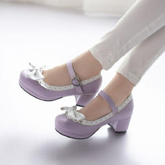 College wind bow shoes Purple