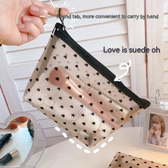 Conveniently Portable Mesh Cosmetic Love Storage Bag Medium Semicircle