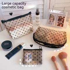 Conveniently Portable Mesh Cosmetic Love Storage Bag Medium Semicircle