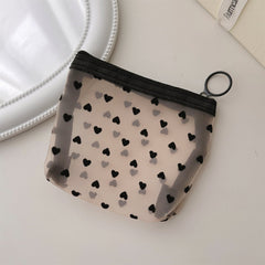 Conveniently Portable Mesh Cosmetic Love Storage Bag Small Square Bag