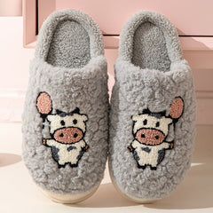 Cozy Cartoon Cotton Slippers Women's Dormitory Non - slip for Indoors MT036 Gray