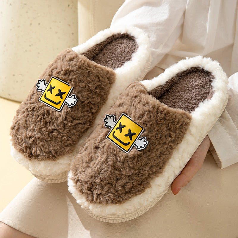 Cozy Cartoon Cotton Slippers Women's Dormitory Non - slip for Indoors MT024 Coffee