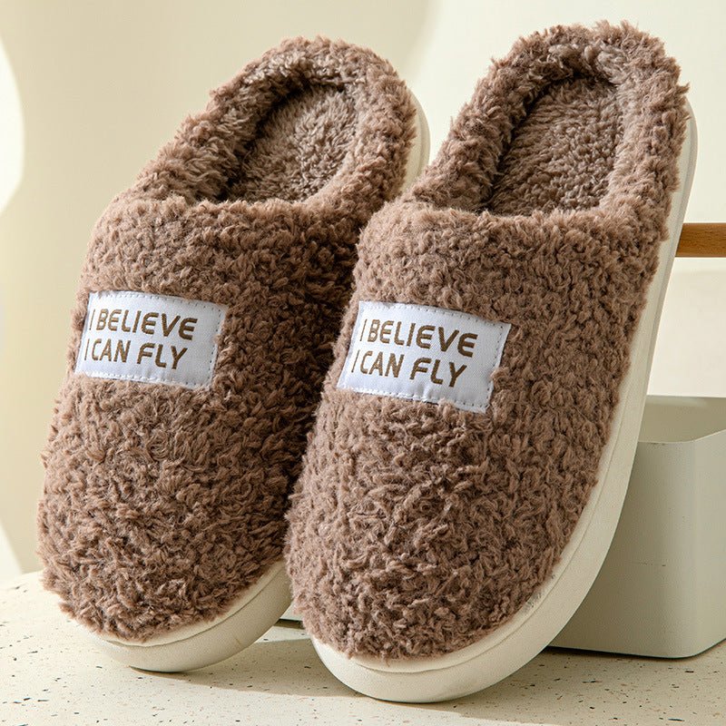 Cozy Cartoon Cotton Slippers Women's Dormitory Non - slip for Indoors MT002 Brown