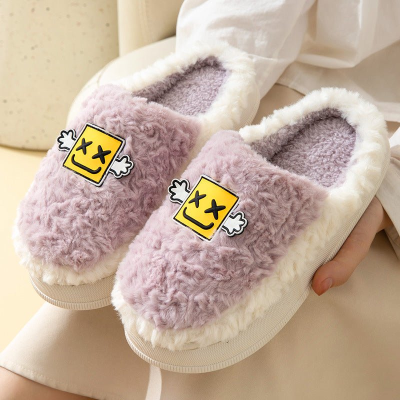 Cozy Cartoon Cotton Slippers Women's Dormitory Non - slip for Indoors MT024 Purple
