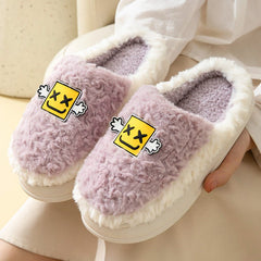 Cozy Cartoon Cotton Slippers Women's Dormitory Non - slip for Indoors MT024 Purple