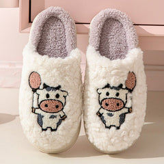 Cozy Cartoon Cotton Slippers Women's Dormitory Non - slip for Indoors MT036 Beige