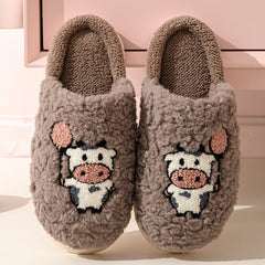 Cozy Cartoon Cotton Slippers Women's Dormitory Non - slip for Indoors MT036 Brown
