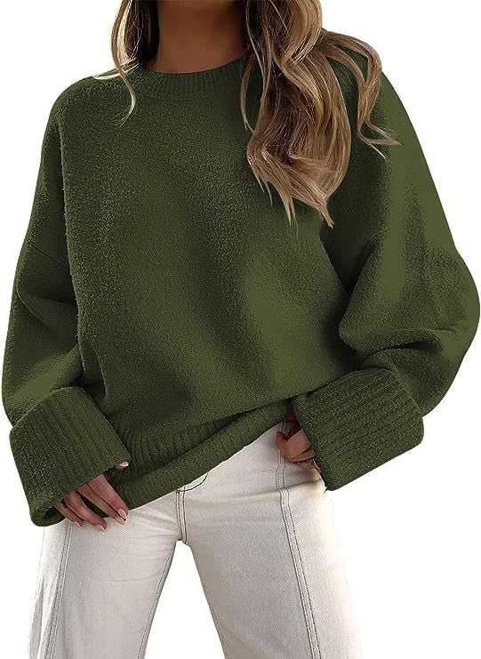 Cozy Plush Long Sleeve Sweater Dark Green