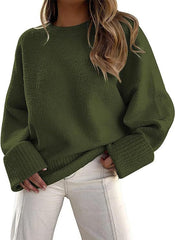 Cozy Plush Long Sleeve Sweater Dark Green