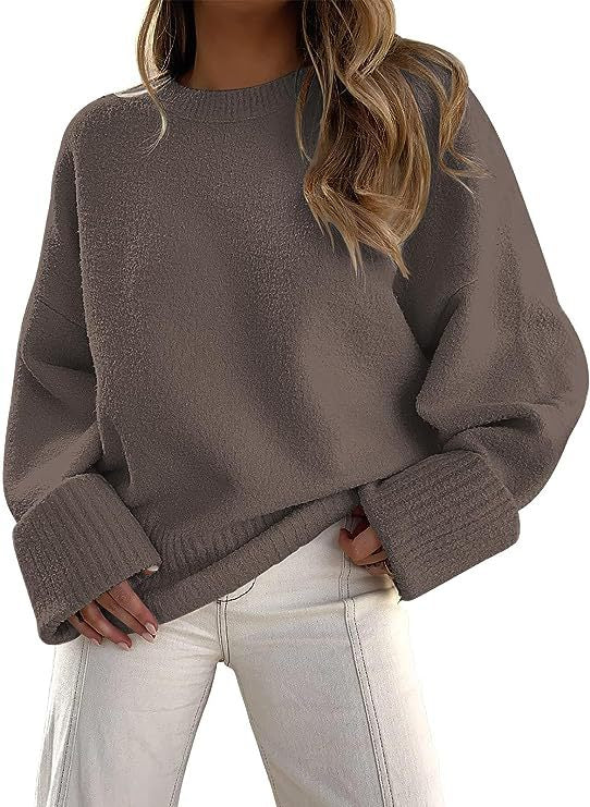 Cozy Plush Long Sleeve Sweater Dark Brown