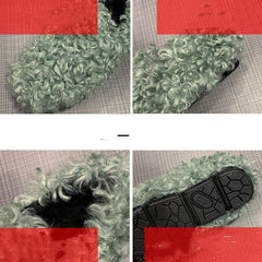 Cozy Slip - Ons Lamb Curly Pumps Women's Flat Bottom for Women Black