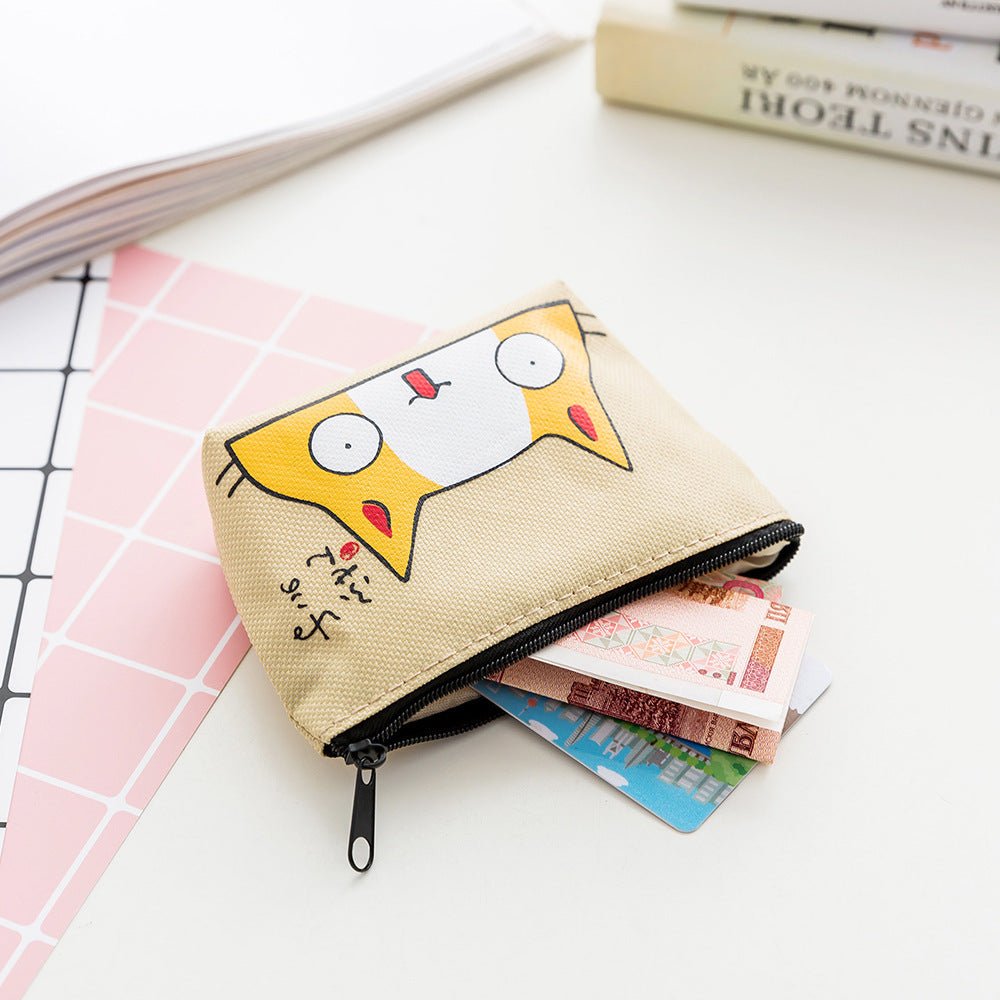 Creative Cartoon Canvas Printing Coin Clutch Bag Green