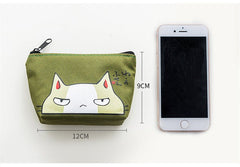 Creative Cartoon Canvas Printing Coin Clutch Bag Green