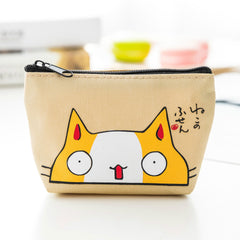 Creative Cartoon Canvas Printing Coin Clutch Bag Surprised Cat