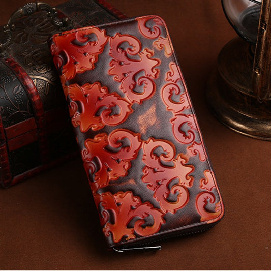 Creative Top Layer Leather Women's Vintage Wallet Brown White