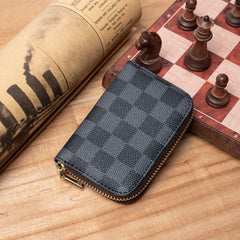 Credit Card Cover Women's Mini Purse Large Capacity Zipper Position Anti - degaussing Card Holder Chessboard Black 9