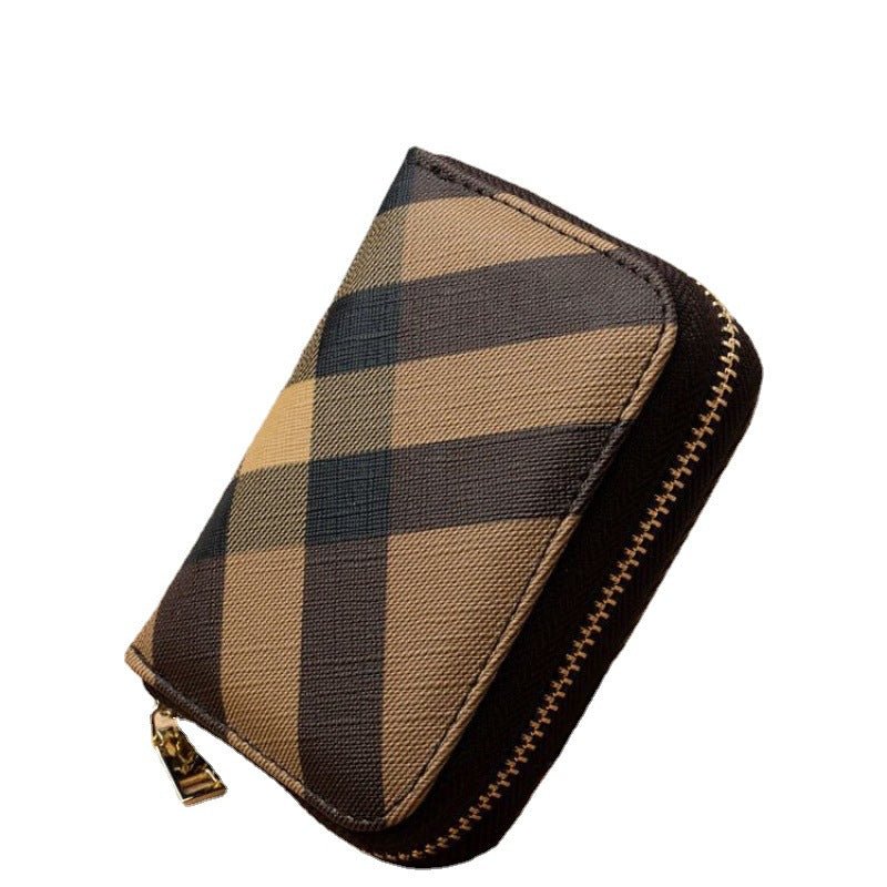 Credit Card Cover Women's Mini Purse Large Capacity Zipper Position Anti - degaussing Card Holder Striped Black 18