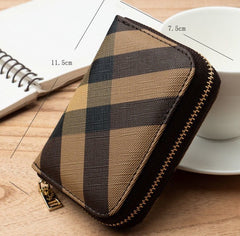 Credit Card Cover Women's Mini Purse Large Capacity Zipper Position Anti - degaussing Card Holder Chessboard Black 9