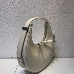 Crescent Leather Clutch - Small Moon Bag & Portable Shoulder Bag Black