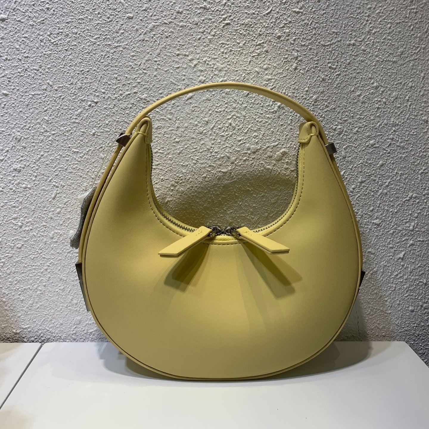 Crescent Leather Clutch - Small Moon Bag & Portable Shoulder Bag Yellow