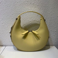 Crescent Leather Clutch - Small Moon Bag & Portable Shoulder Bag Yellow