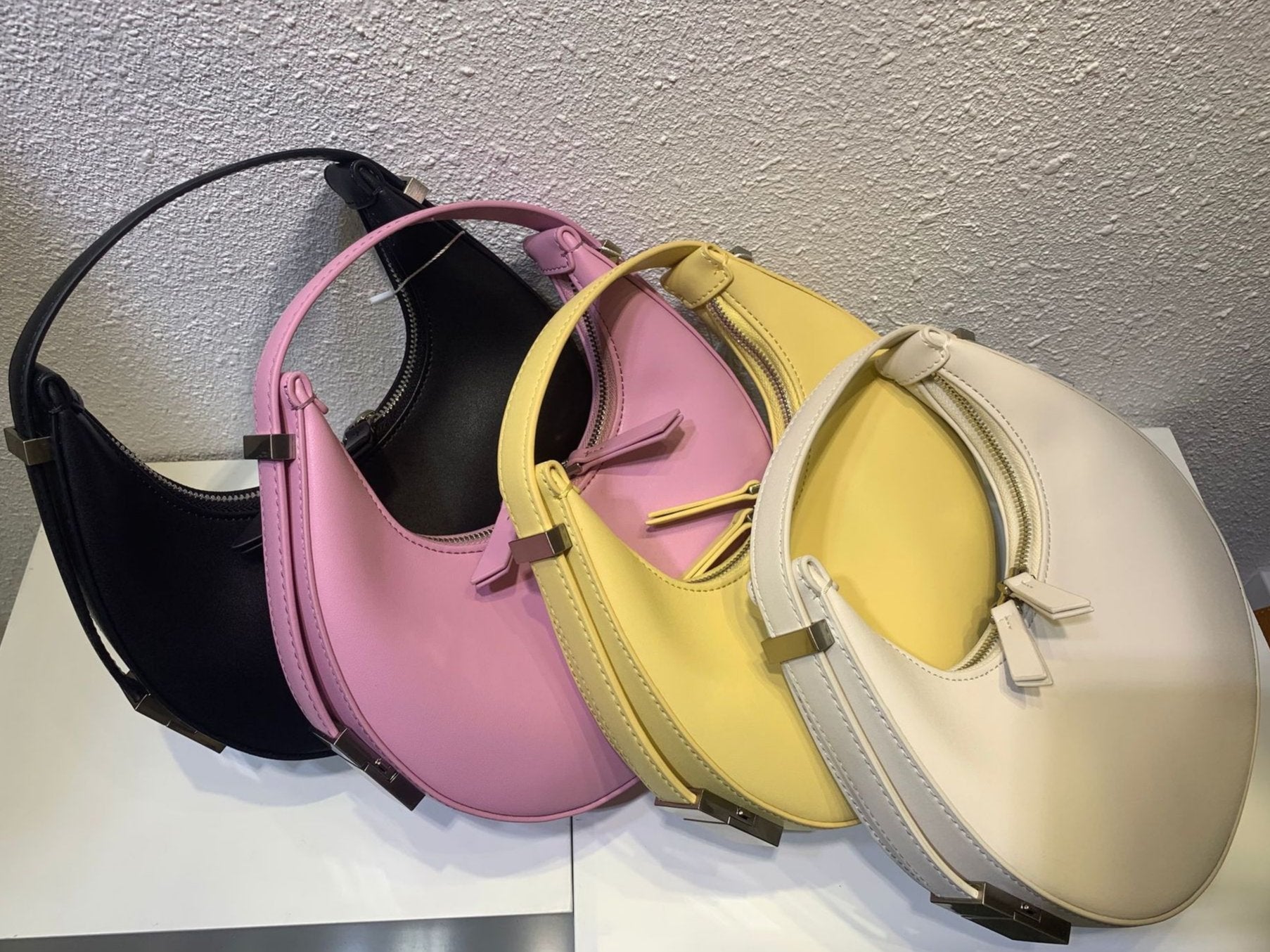 Crescent Leather Clutch - Small Moon Bag & Portable Shoulder Bag Yellow