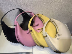 Crescent Leather Clutch - Small Moon Bag & Portable Shoulder Bag Yellow