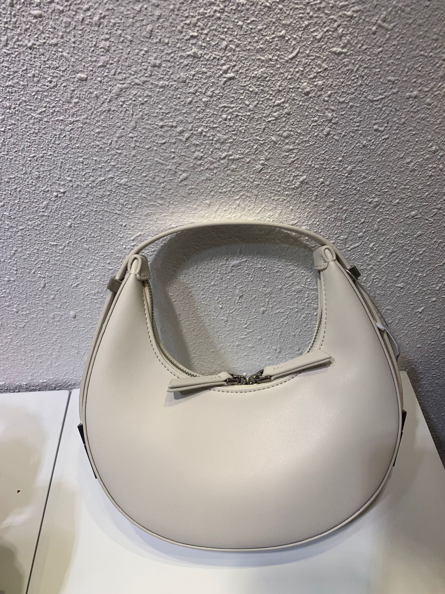 Crescent Leather Clutch - Small Moon Bag & Portable Shoulder Bag White
