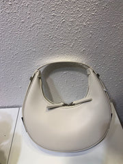 Crescent Leather Clutch - Small Moon Bag & Portable Shoulder Bag White