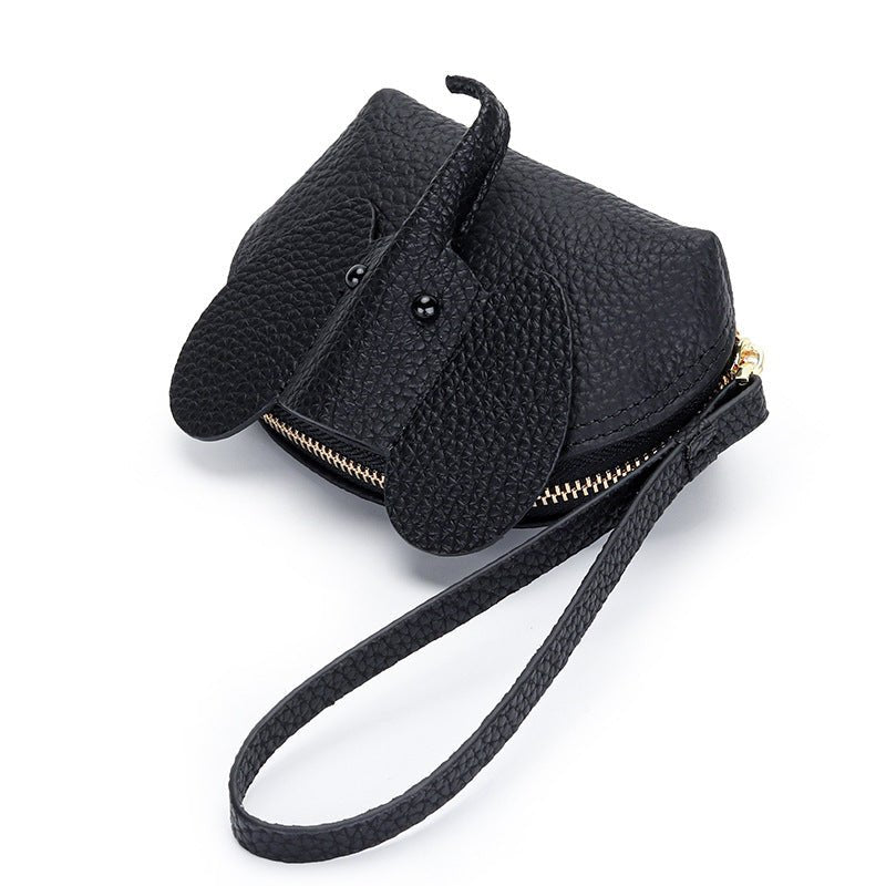 Cute Coin Purse Leather Cartoon Elephant Black