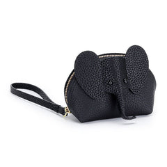 Cute Coin Purse Leather Cartoon Elephant Black