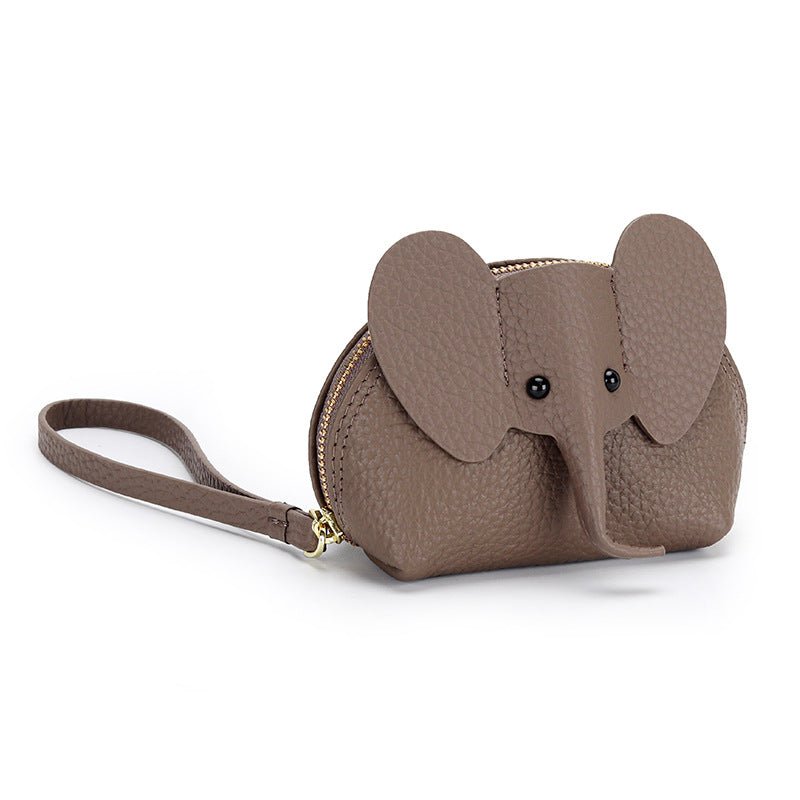 Cute Coin Purse Leather Cartoon Elephant Elephant Gray